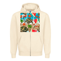 Sandshell tortoise watermelon beach seamless pattern Zipper Hoodie - BundleAndBundleShop