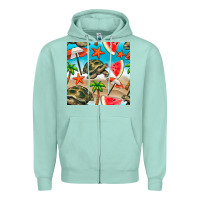 Seafoam tortoise watermelon beach seamless pattern Zipper Hoodie - BundleAndBundleShop