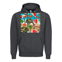 Smoke tortoise watermelon beach seamless pattern Zipper Hoodie - BundleAndBundleShop