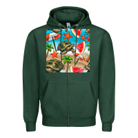 Sports Green tortoise watermelon beach seamless pattern Zipper Hoodie - BundleAndBundleShop