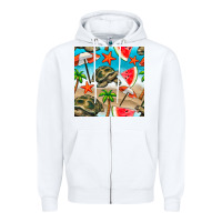 White tortoise watermelon beach seamless pattern Zipper Hoodie - BundleAndBundleShop