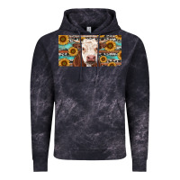 Cloud Black Heifer With Sunflower And Serape Vintage Hoodie - RanaPortraitStore