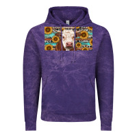 Cloud Purple Heifer With Sunflower And Serape Vintage Hoodie - RanaPortraitStore