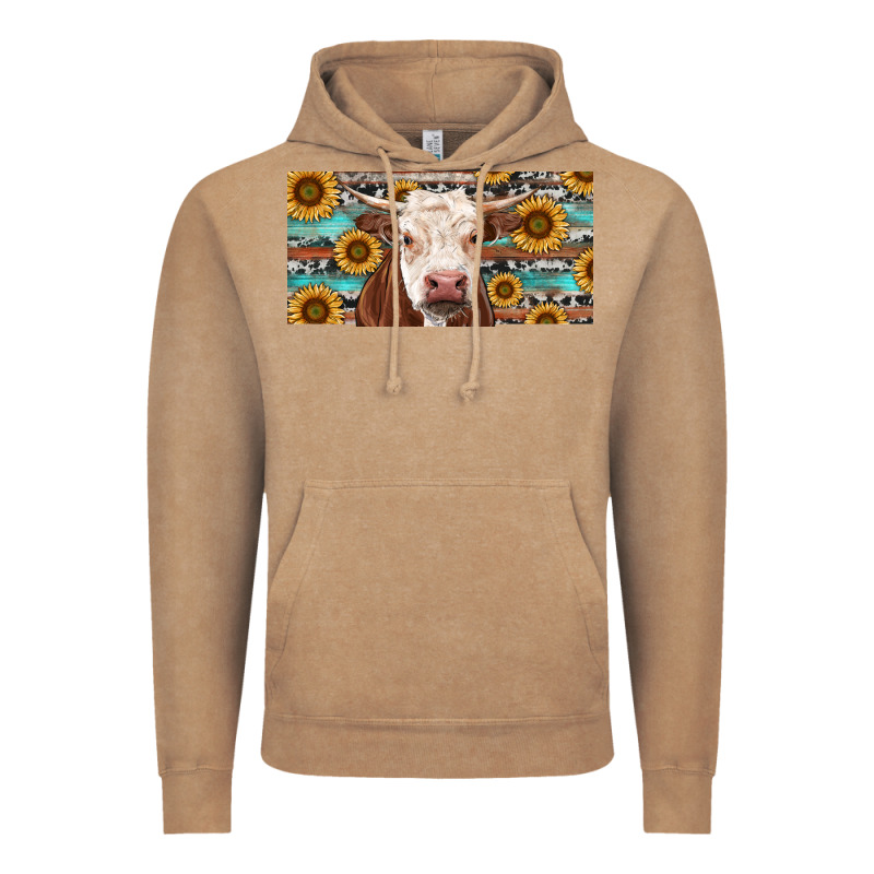 Heifer With Sunflower And Serape Vintage Hoodie by RanaPortraitStore | Teevron