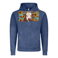 Vintage Denim Heifer With Sunflower And Serape Vintage Hoodie - RanaPortraitStore