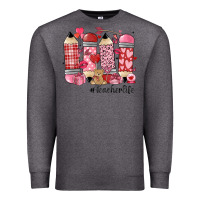 Charcoal Heather valentines day teacher life Premium Sweatshirt - MaliasSmallBusiness