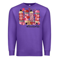 Purple valentines day teacher life Premium Sweatshirt - MaliasSmallBusiness