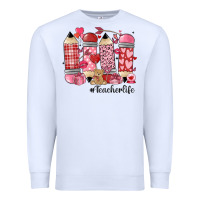 White valentines day teacher life Premium Sweatshirt - MaliasSmallBusiness