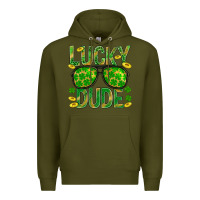Army Green Lucky Dude St Patricks Premium Hoodie - BundleAndBundleShop