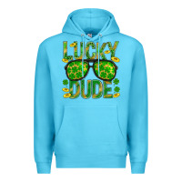 Ocean Blue Lucky Dude St Patricks Premium Hoodie - BundleAndBundleShop