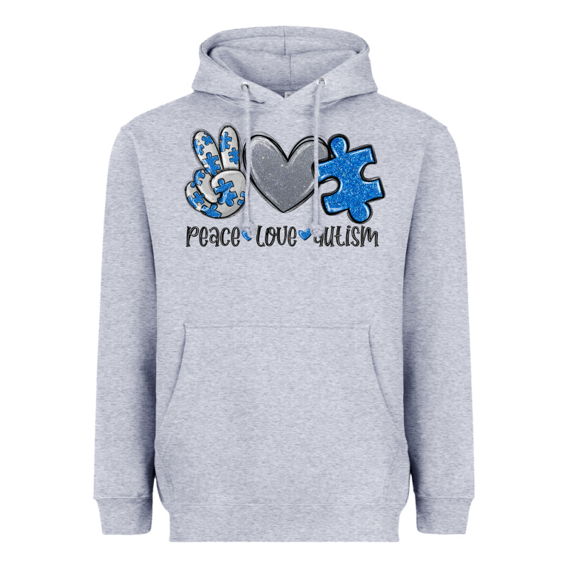 Peace Love Autism Heavyweight Hoodie by MaliasSmallBusiness | Teevron