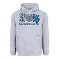 Heather Grey peace love autism Heavyweight Hoodie - MaliasSmallBusiness
