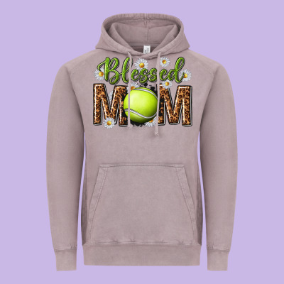 Vintage Hoodie blessed mom with tennis and daisy