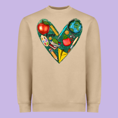 Teacher  Heart Heavyweight Sweatshirt Designed By Texasbilliewilder