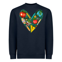 Navy teacher  heart Heavyweight Sweatshirt - texasbilliewilder