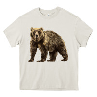 Cream Brown Bear Heavy Core Tee - LillyAllenDesigns