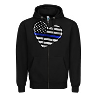 Black american thin blue line flag Zipper Hoodie - Artiststas