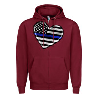 Burgundy american thin blue line flag Zipper Hoodie - Artiststas