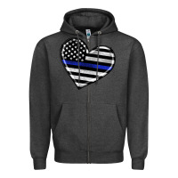 Charcoal Heather american thin blue line flag Zipper Hoodie - Artiststas