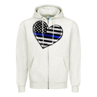 Oatmeal Heather american thin blue line flag Zipper Hoodie - Artiststas