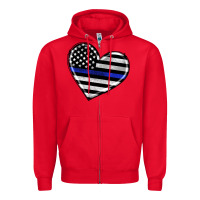 Red american thin blue line flag Zipper Hoodie - Artiststas