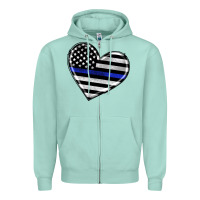 Seafoam american thin blue line flag Zipper Hoodie - Artiststas