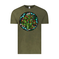Vintage Olive Christmas Santa Claus round Vintage Tee - RanaPortraitStore