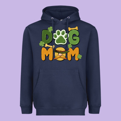 St. Patricks Day Dog Mom Heavyweight Hoodie Designed By Maliassmallbusiness