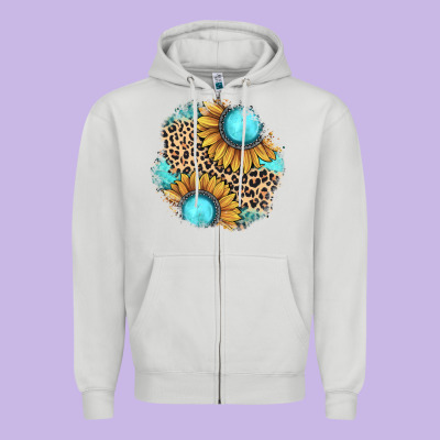 Gemstone Leopard Patch Zipper Hoodie Designed By Jahusdesignshop
