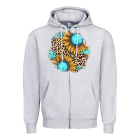 Heather Grey gemstone leopard patch Zipper Hoodie - JahusDesignShop