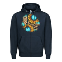 Navy gemstone leopard patch Zipper Hoodie - JahusDesignShop