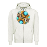 Oatmeal Heather gemstone leopard patch Zipper Hoodie - JahusDesignShop