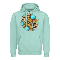 Seafoam gemstone leopard patch Zipper Hoodie - JahusDesignShop