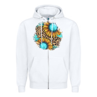 White gemstone leopard patch Zipper Hoodie - JahusDesignShop