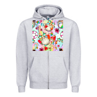 Heather Grey summer gnome seamless pattern Zipper Hoodie - BundleAndBundleShop