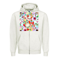 Oatmeal Heather summer gnome seamless pattern Zipper Hoodie - BundleAndBundleShop