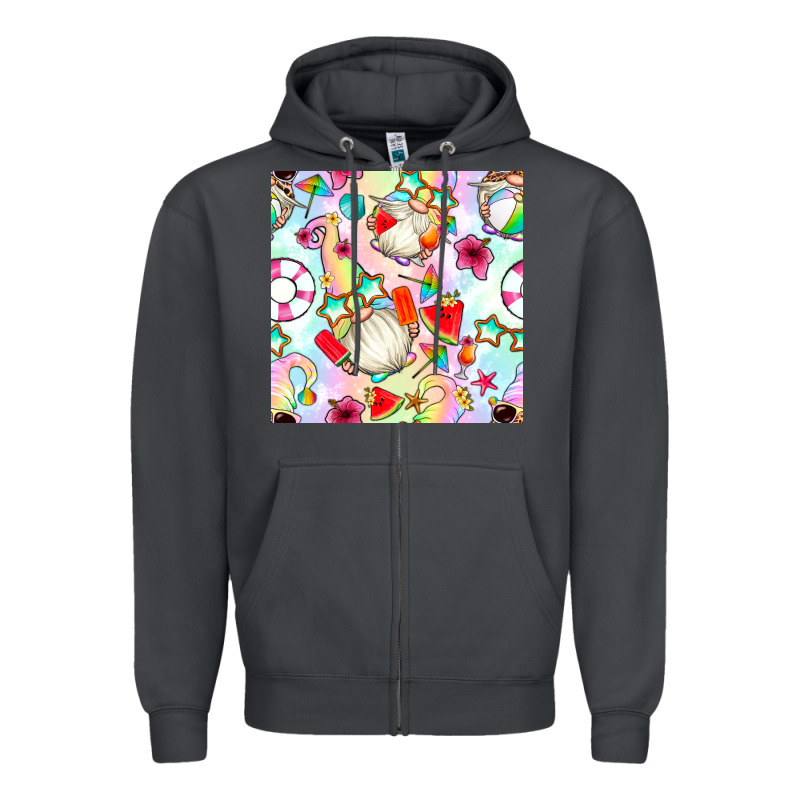 Summer Gnome Seamless Pattern Zipper Hoodie by BundleAndBundleShop | Teevron