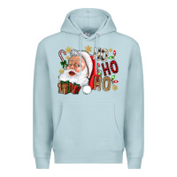 Blue Mist Santa Ho Ho Ho With Gift Box Premium Hoodie - BundleAndBundleShop