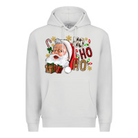 Dove Grey Santa Ho Ho Ho With Gift Box Premium Hoodie - BundleAndBundleShop