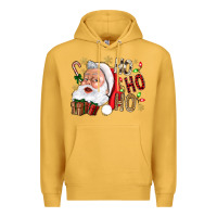 Mustard Santa Ho Ho Ho With Gift Box Premium Hoodie - BundleAndBundleShop