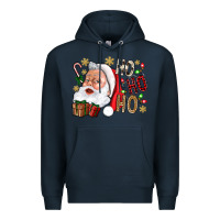 Navy Santa Ho Ho Ho With Gift Box Premium Hoodie - BundleAndBundleShop