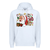 White Santa Ho Ho Ho With Gift Box Premium Hoodie - BundleAndBundleShop