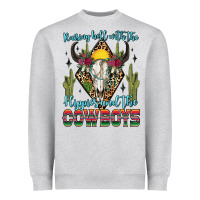 Heather Grey raising hell with the hippies and the cowboys Heavyweight Sweatshirt - Zillion Design Studio