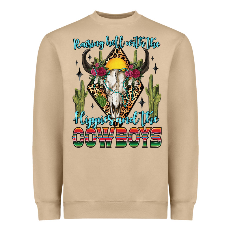 Raising Hell With The Hippies And The Cowboys Heavyweight Sweatshirt by Zillion Design Studio | Teevron