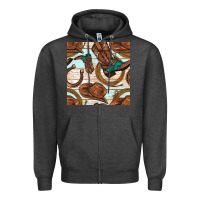 Charcoal Heather cowboy western seamless pattern Zipper Hoodie - BundleAndBundleShop