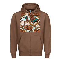 Chestnut cowboy western seamless pattern Zipper Hoodie - BundleAndBundleShop