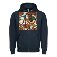 Navy cowboy western seamless pattern Zipper Hoodie - BundleAndBundleShop