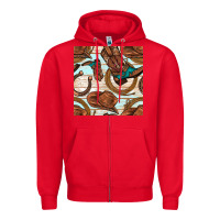 Red cowboy western seamless pattern Zipper Hoodie - BundleAndBundleShop