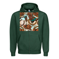 Sports Green cowboy western seamless pattern Zipper Hoodie - BundleAndBundleShop