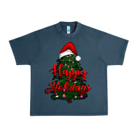 Midnight Navy happy holidays christmas tree Urban Heavy Tee - RanaPortraitStore